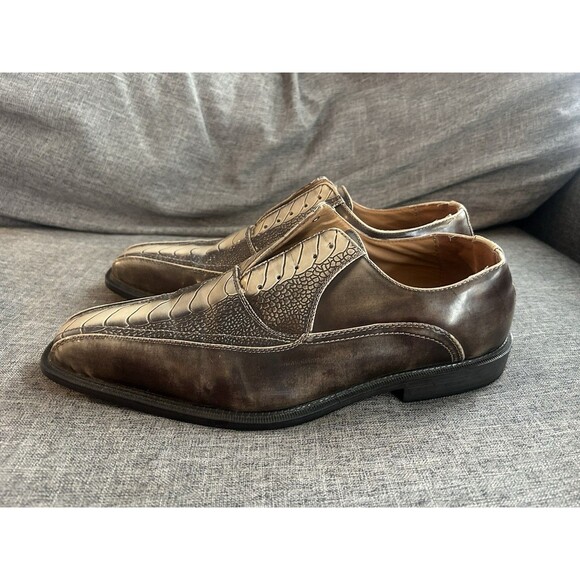Lucio Ricci Italian Style Faux Croc Slip On Loafers Mens Size 11 Gold NO LACES main image 7